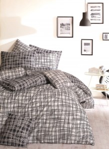 Lenjerie de pat Ranforce Straw V1 Negru / Alb-2 pers-200 x 220 cm