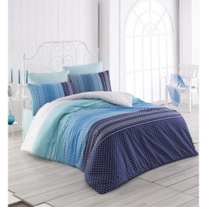 Lenjerie de pat Ranforce Summer V1 Albastru-2 pers-200 x 220 cm