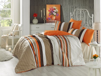 Lenjerie de pat Ranforce Touch V1 Orange-1 pers-140 x 200 cm