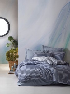 Lenjerie de pat Satin Bamboo Albastru, 200 x 220 cm