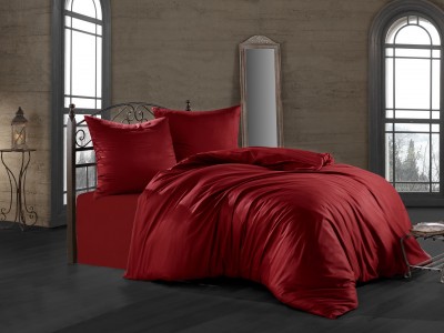 Lenjerie de pat Satin Solid Color Bordeaux-2 pers-200 x 220 cm