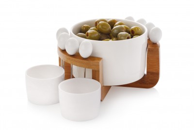 Set 12 piese, Olive, White Basics Bamboo