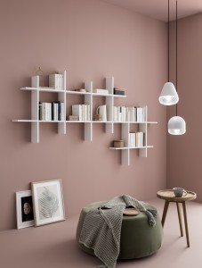 Biblioteca suspendata din pal Lucia Alb, l80xA15xH80 cm