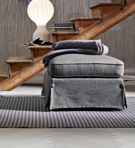 Taburet tapitat, cu picioare din plastic Licia, l83xA63xH47 cm