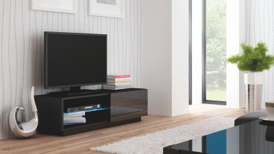 Comoda TV din MDF Livius RTV-120S Black, l120xA40xH38 cm