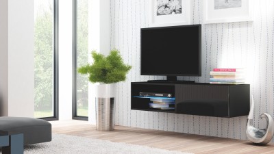 Comoda TV din MDF Livius RTV-120W Black, l120xA40xH30 cm