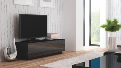 Comoda TV din MDF Livius RTV-160S Black, l160xA40xH38 cm