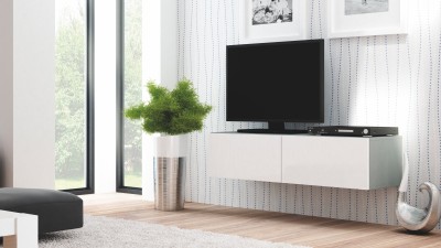 Comoda TV din MDF Livius RTV-160W Grey, l160xA40xH30 cm
