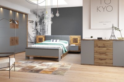 Set Mobila Dormitor 6 piese Livorno Oak / Grey