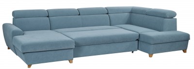 Coltar extensibil cu lada de depozitare, cu sezlong pe stanga Loft Blue Grey, l353xA218xH92 cm