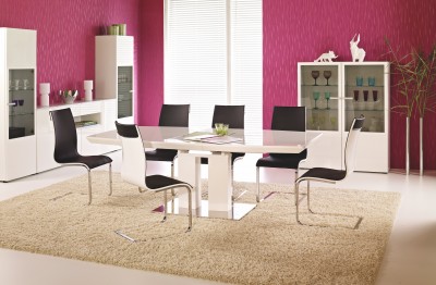 Set Masa extensibila din MDF Lorene White + 6 scaune Mattias