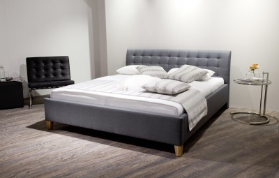 Pat tapitat cu stofa Lucca Gri