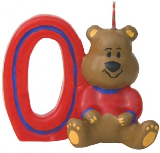 Lumanare aniversara pentru tort, Cifra 0 Ursulet Rosu