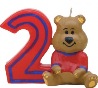 Lumanare aniversara pentru tort, Cifra 2 Ursulet Rosu