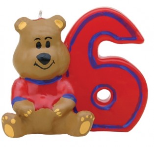 Lumanare aniversara pentru tort, Cifra 6 Ursulet Rosu