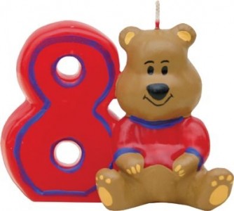 Lumanare aniversara pentru tort, Cifra 8 Ursulet Rosu