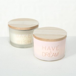 Set 2 Lumanari Decorative Dream, Roz/Alb, din Ceara in Pahar de Sticla, Timp de Ardere 14H, Rotunde Ø7,5xH5,5 cm