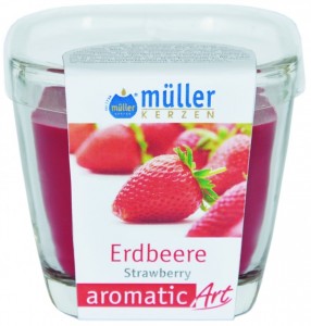 Lumanare parfumata in pahar, Aromatic Capsuni Rosu, L7xl7xH8 cm