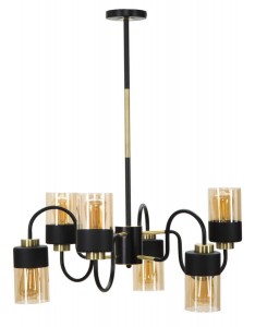 Lustra din metal si sticla Iron Glam Negru / Auriu