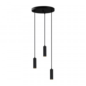 Lustra Tube Short Trio Asimetric Negru