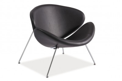 Fotoliu tapitat cu piele ecologica Maike Black Vintage, l84xA49xH72 cm