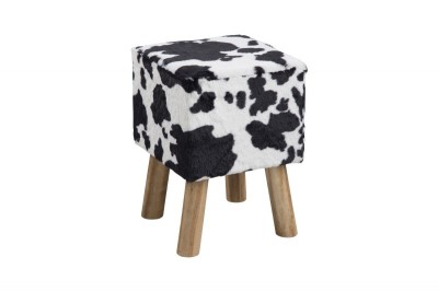 Taburet tapitat cu stofa, cu picioare din lemn de pin Maren White / Black II, l28xA28xH40 cm