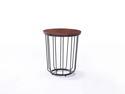 Masa de cafea rotunda din lemn cu picior metalic, Esther Walnut, Ø45xh50 cm