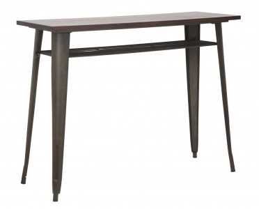 Masa de bar din lemn de ulm si metal Harlem Slim Natural / Grafit, L125xl45xH95 cm