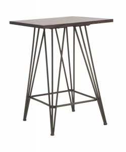 Masa de bar din lemn de ulm si metal Harlem Natural / Grafit, L60xl60xH85 cm