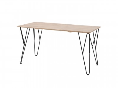 Masa de birou din lemn de pin si mesteacan, pentru copii si tineret William Natural / Negru, L150xl70xH75 cm