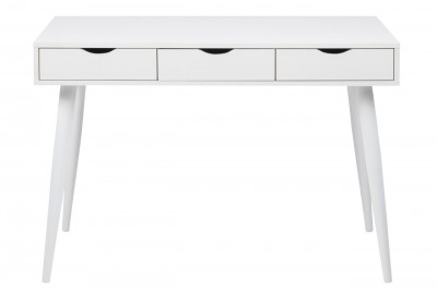 Masa de birou din MDF si metal, cu 3 sertare Neptun Alb, L110xl50xH77,1 cm