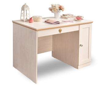 Masa de birou din pal, cu 1 sertar si 1 usa, pentru copii si tineret, Flower Natural, L106xl63xH75 cm