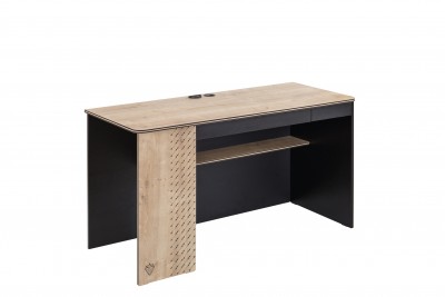 Masa de birou din pal, pentru tineret Blacky Black / Nature, L138xl58xH75 cm