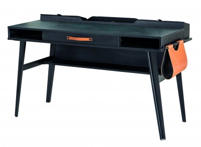 Masa de birou din pal si metal, pentru tineret Dark Metal Black / Graphite, L134xl62xH80 cm