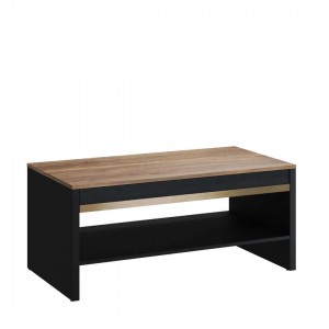Masa de cafea cu 1 sertar, din pal Belize 10 Negru / Stejar Versailles, L110xl60xH50 cm