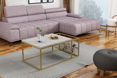 Masa de cafea cu suport pentru reviste, din pal si metal, Giuliano Auriu, L100xl60xH43 cm