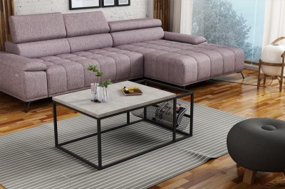 Masa de cafea cu suport pentru reviste, din pal si metal, Giuliano Negru, L100xl60xH43 cm