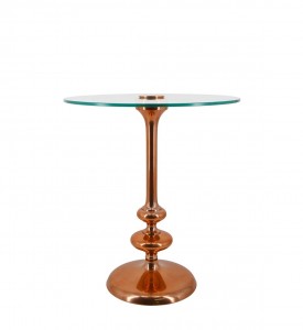 Masa de cafea din aluminiu si sticla, Malta Aramiu, Ø50xH56 cm