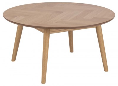 Masa de cafea din furnir si lemn, Nagano Stejar, Ø90xH45 cm