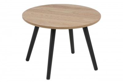 Masa de cafea din furnir si lemn Stafford Natural / Negru, Ø50xH36 cm 