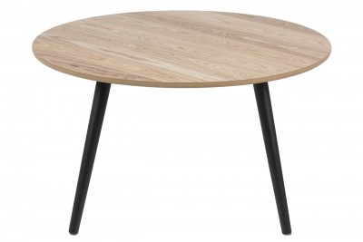 Masa de cafea din furnir si lemn Stafford Natural / Negru, Ø80xH45 cm 