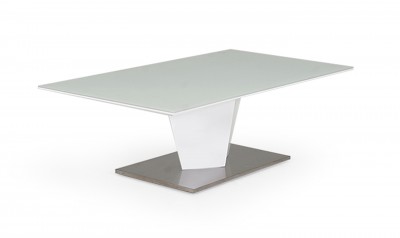 Masa de cafea din furnir si sticla Essence White, L130xl70xH40 cm