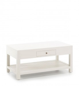 Masa de cafea din lemn, cu 1 sertar Centro Alb, L100xl50xH45 cm