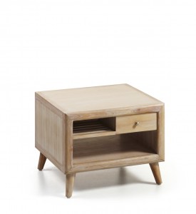 Masa de cafea din lemn, cu 2 sertare, Bromo Natural, L60xl60xH45 cm