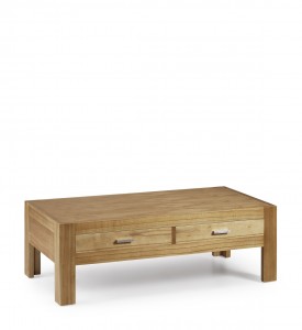 Masa de cafea din lemn, cu 2 sertare, Hesse Natural, L120xl60xH40 cm