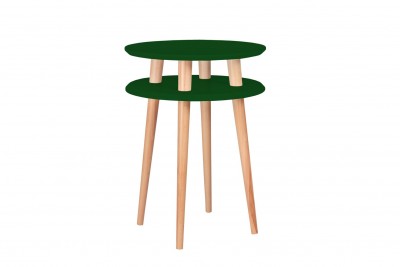 Masa de cafea din lemn de fag si MDF Ufo High Dark Green / Beech, Ø45xH61 cm