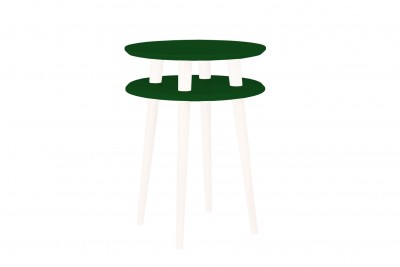 Masa de cafea din lemn de fag si MDF Ufo High Dark Green / White, Ø45xH61 cm
