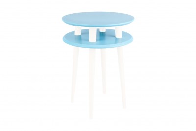 Masa de cafea din lemn de fag si MDF Ufo High Dark Turquoise / White, Ø45xH61 cm