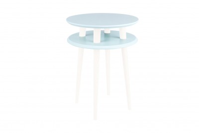 Masa de cafea din lemn de fag si MDF Ufo High Light Turquoise / White, Ø45xH61 cm