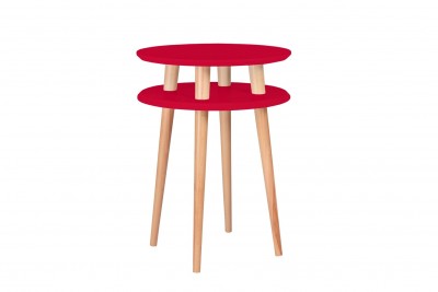 Masa de cafea din lemn de fag si MDF Ufo High Red / Beech, Ø45xH61 cm